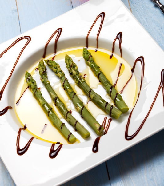 Asparagus with a balsamic drizzle and butter