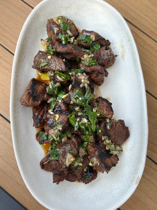 Chimichurri Steak Tips with Pearled Couscous