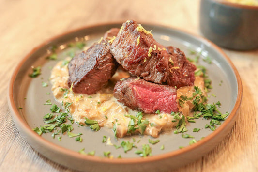 Steak Tips with Garlic Herb Butter Pan Sauce