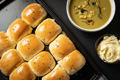 Classic Split Pea Soup, Dinner Rolls and Rosemary Butter