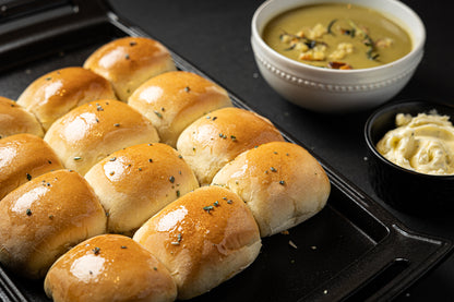 Classic Split Pea Soup, Dinner Rolls and Rosemary Butter